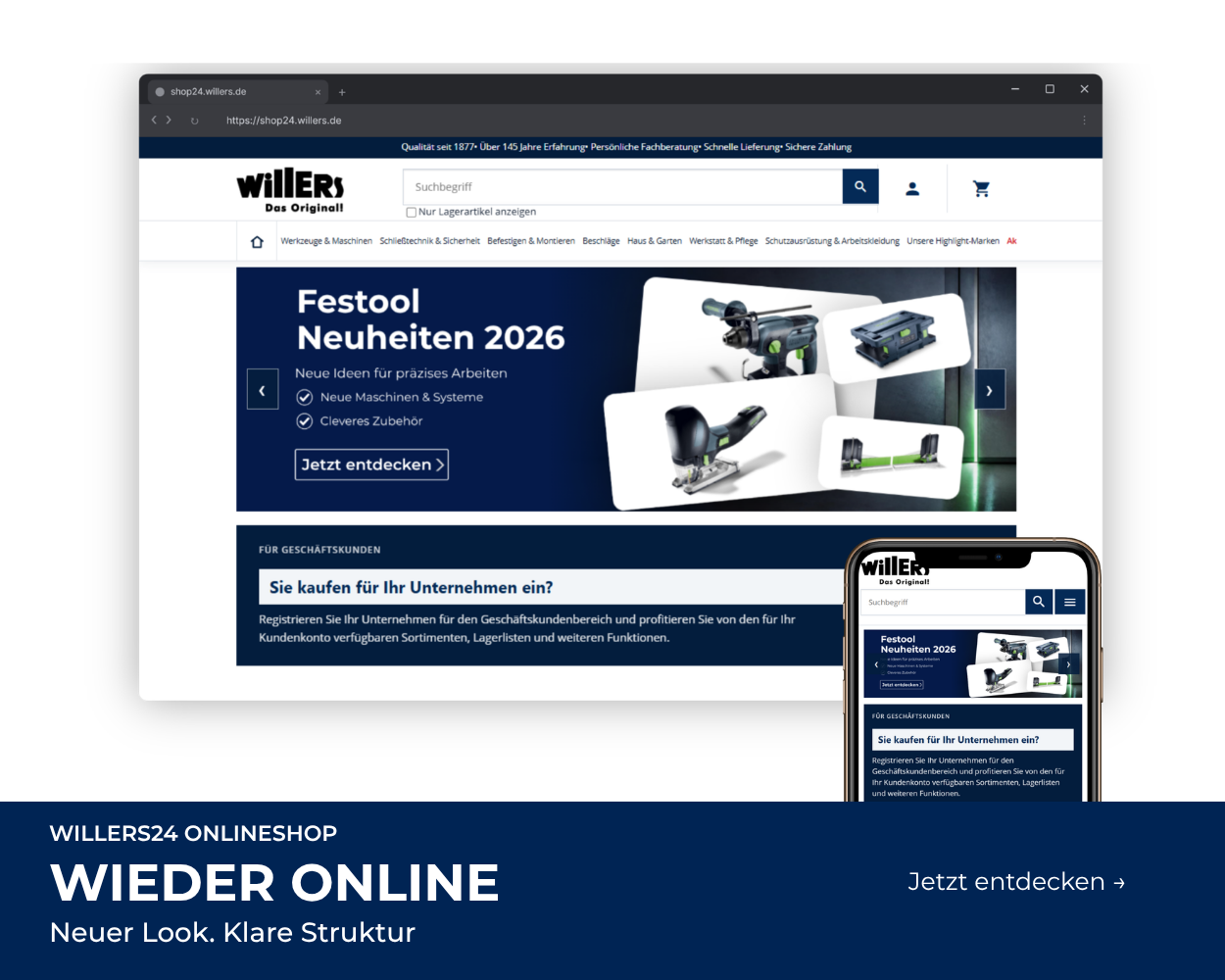 Willers24 Onlineshop &ndash; wieder online mit neuem Look und klarer Struktur